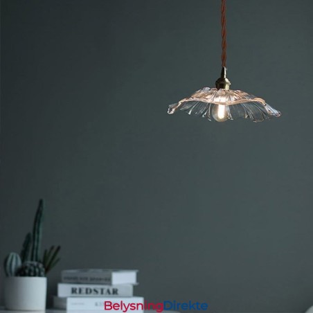 Lotusblad Ribbet Klar Glass Pendellampe Homestay Lampe