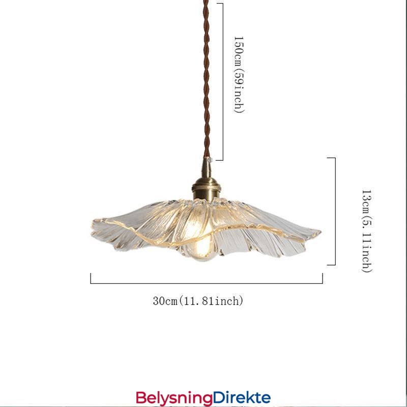 Lotusblad Ribbet Klar Glass Pendellampe Homestay Lampe