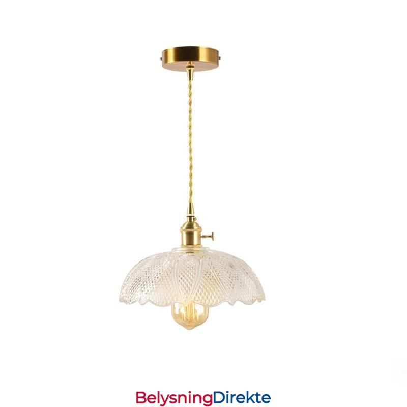 Stor Taklampe I Klart, Ribbet Glass For Hjemmet, Med Vribryter, Beroligende Varmt Lys