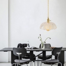 Stor Taklampe I Klart, Ribbet Glass For Hjemmet, Med Vribryter, Beroligende Varmt Lys