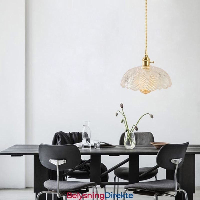 Stor Taklampe I Klart, Ribbet Glass For Hjemmet, Med Vribryter, Beroligende Varmt Lys