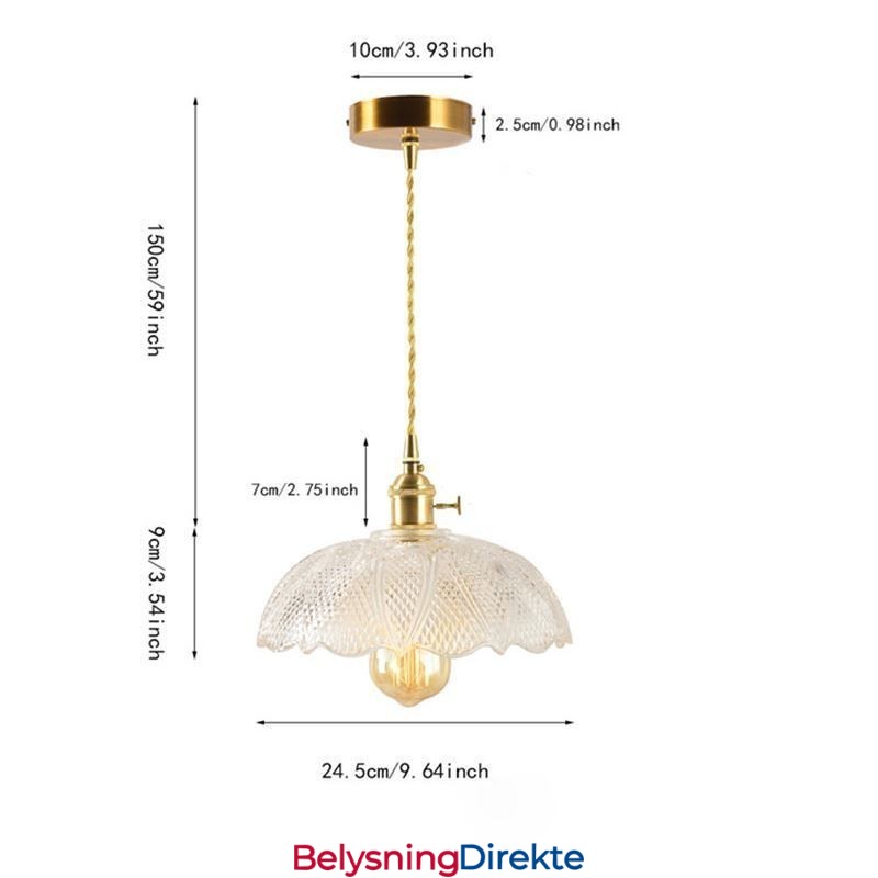 Stor Taklampe I Klart, Ribbet Glass For Hjemmet, Med Vribryter, Beroligende Varmt Lys