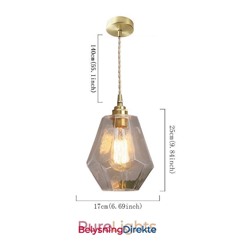Nordisk Retro Pendellampe Messing Glass Hjembelysning Tårnformet Lampe Lampe