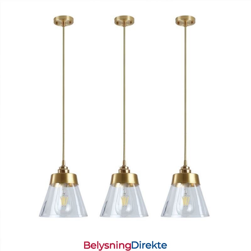 Nordisk Retro Pendellampe Glasskjerm Hjemmebelysning Messingholder Lampelampe