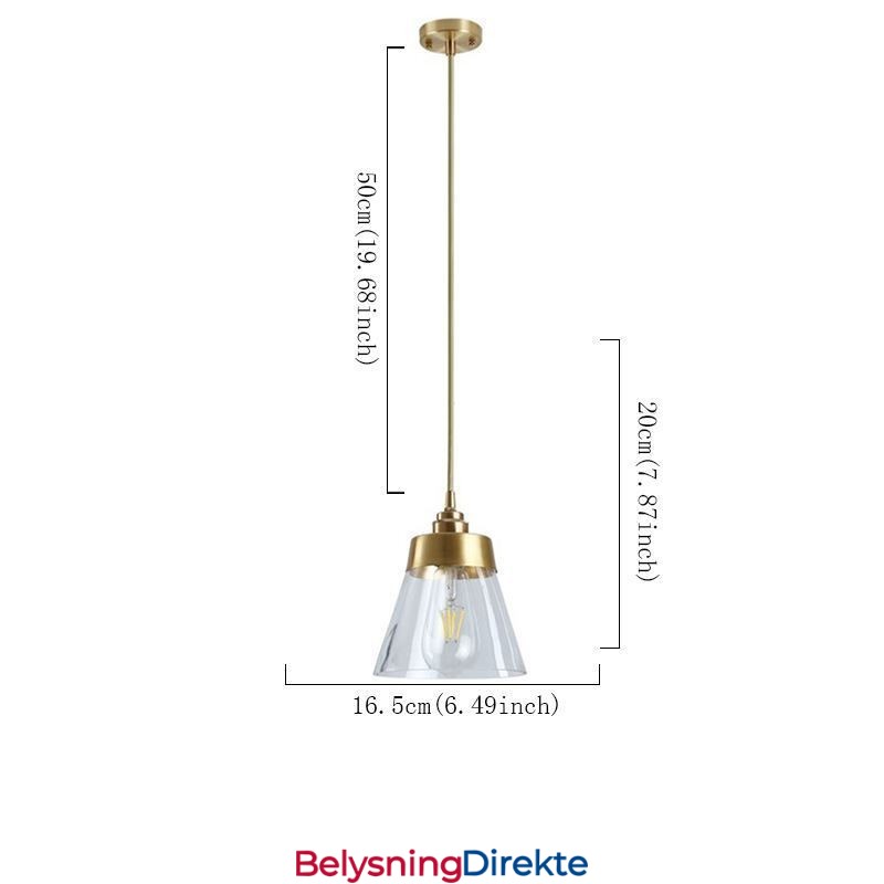 Nordisk Retro Pendellampe Glasskjerm Hjemmebelysning Messingholder Lampelampe