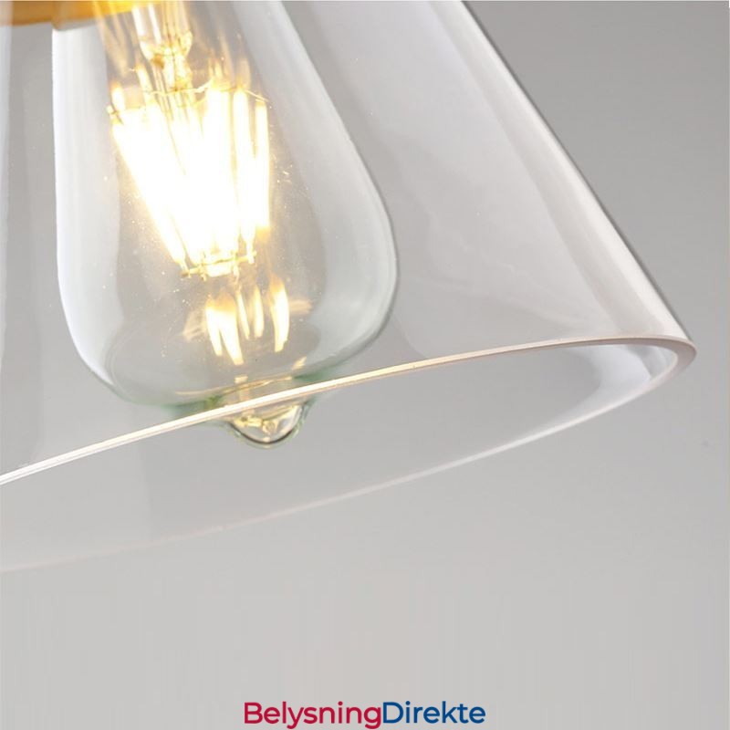 Nordisk Retro Pendellampe Glasskjerm Hjemmebelysning Messingholder Lampelampe