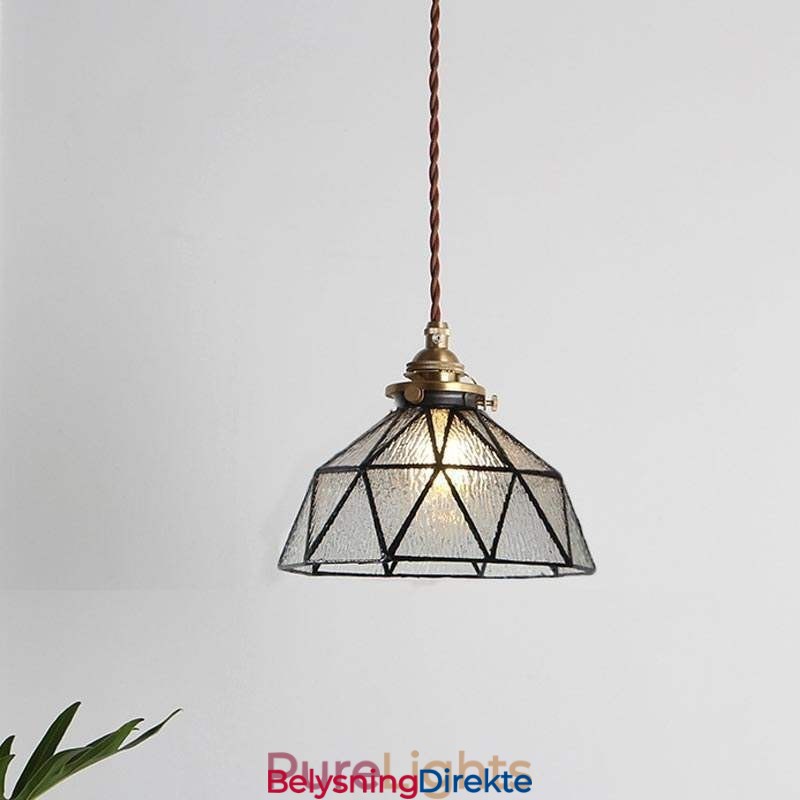 Geometrisk Anhengslampe I Farget Glass