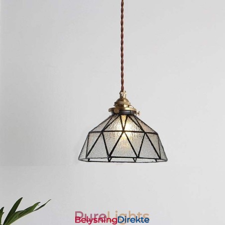 Geometrisk Anhengslampe I Farget Glass