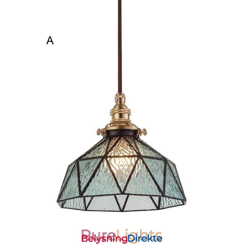 Geometrisk Anhengslampe I Farget Glass
