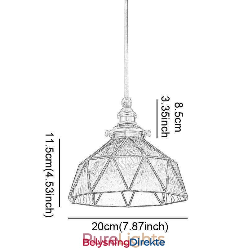 Geometrisk Anhengslampe I Farget Glass