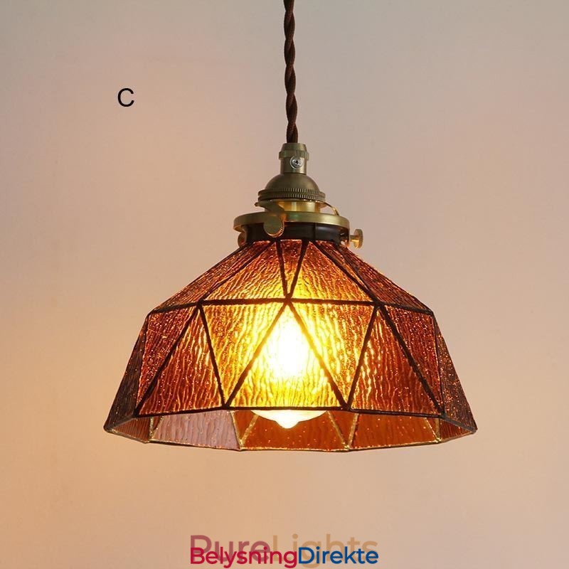 Geometrisk Anhengslampe I Farget Glass