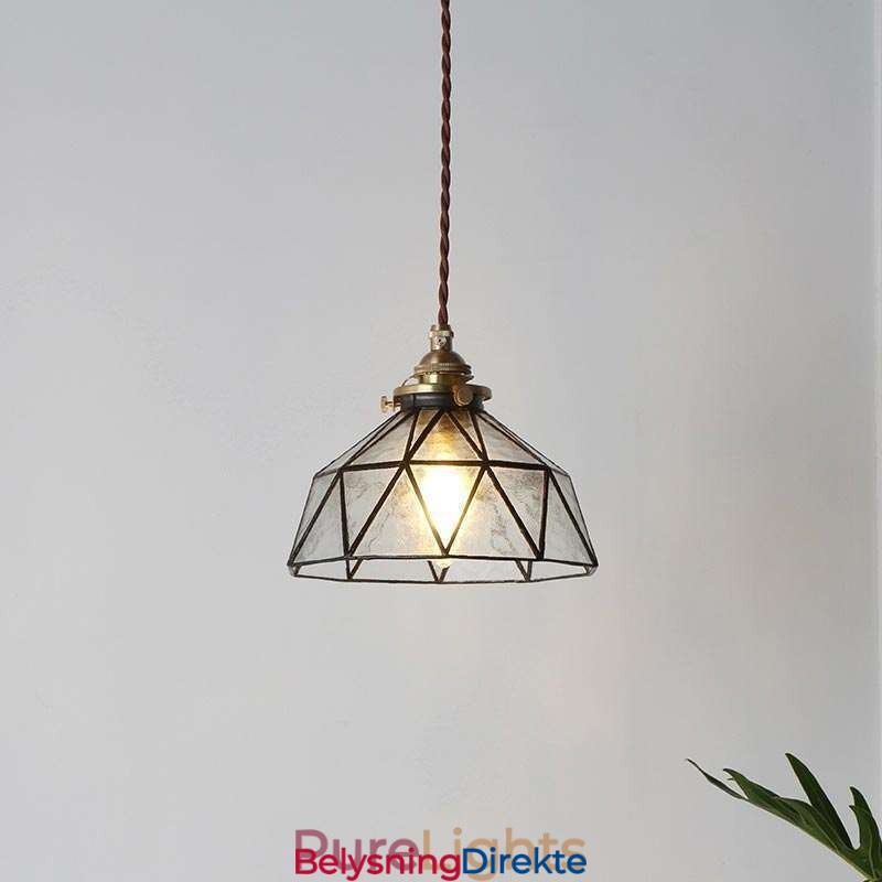 Geometrisk Anhengslampe I Farget Glass