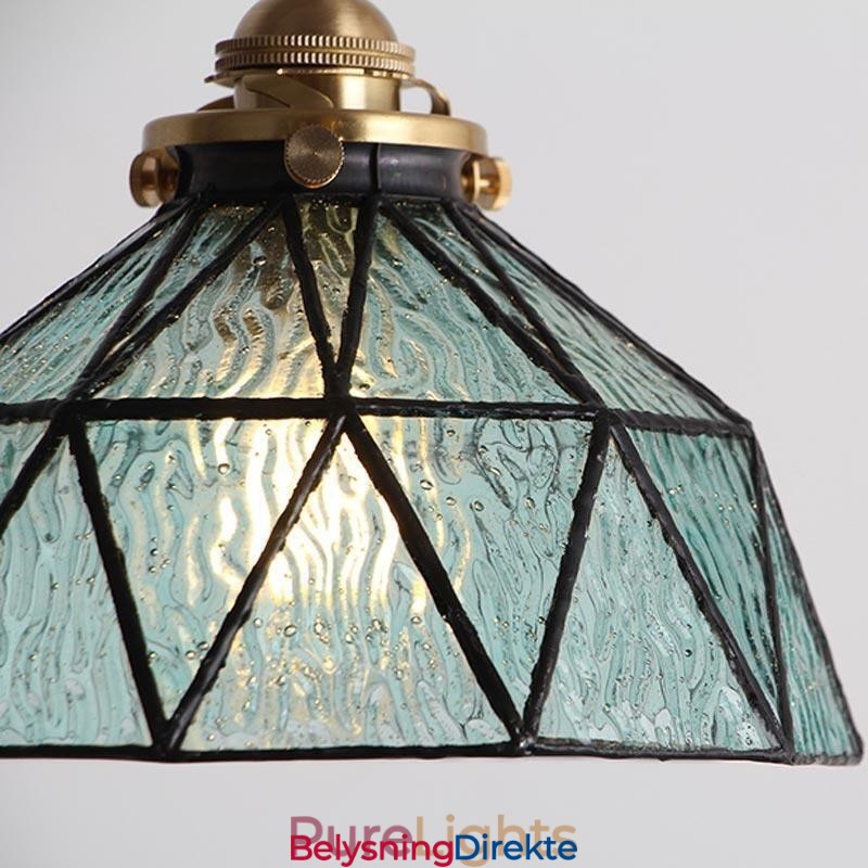 Geometrisk Anhengslampe I Farget Glass