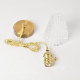 Firkantet, Klart, Ribbet Glasspendellampe I Messing Med Vribryter