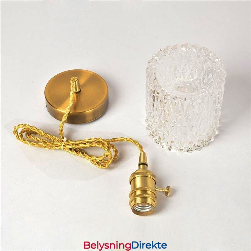 Jelly Jar-Lampe I Ribbet Glass Med Pendellampe