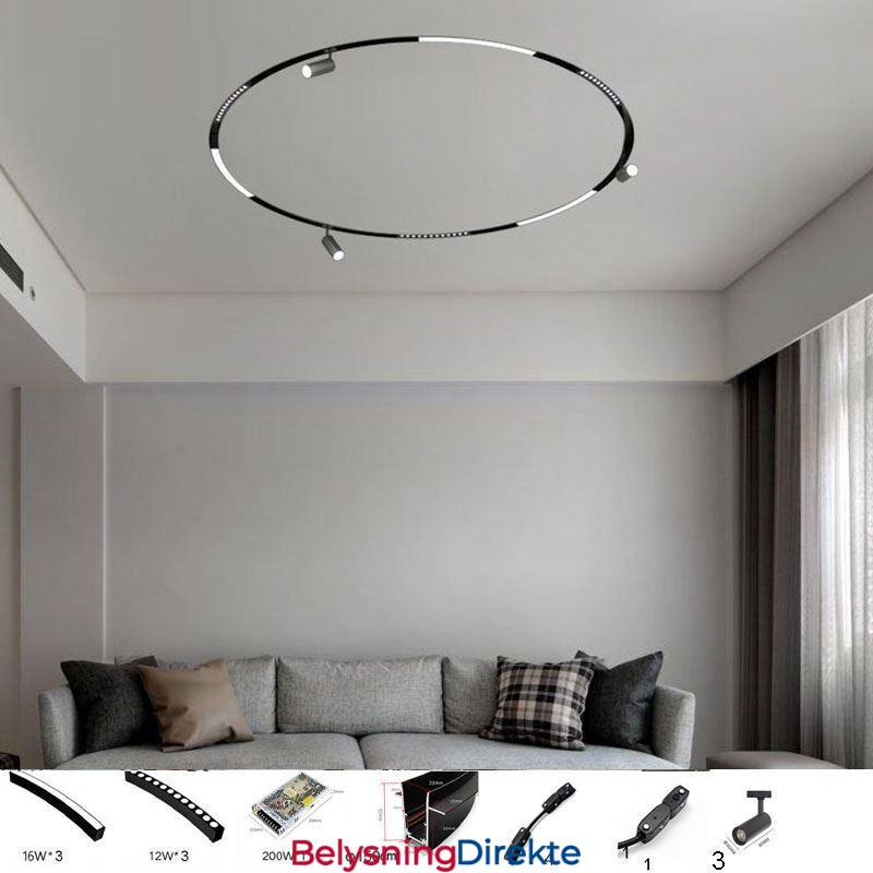 Sirkulær Magnetisk Skinnelampe Innfelt Spotlight Dekorativ Lampe 150 Cm