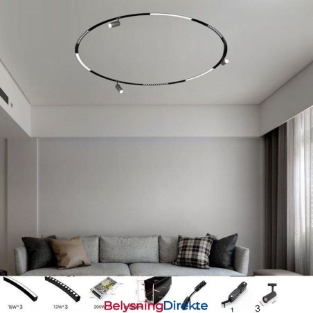 Sirkulær Magnetisk Skinnelampe Innfelt Spotlight Dekorativ Lampe 150 Cm