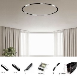 Sirkulær Skinnelampe Magnetisk Innfelt Spotlight Dekorativ Lampe 100 Cm