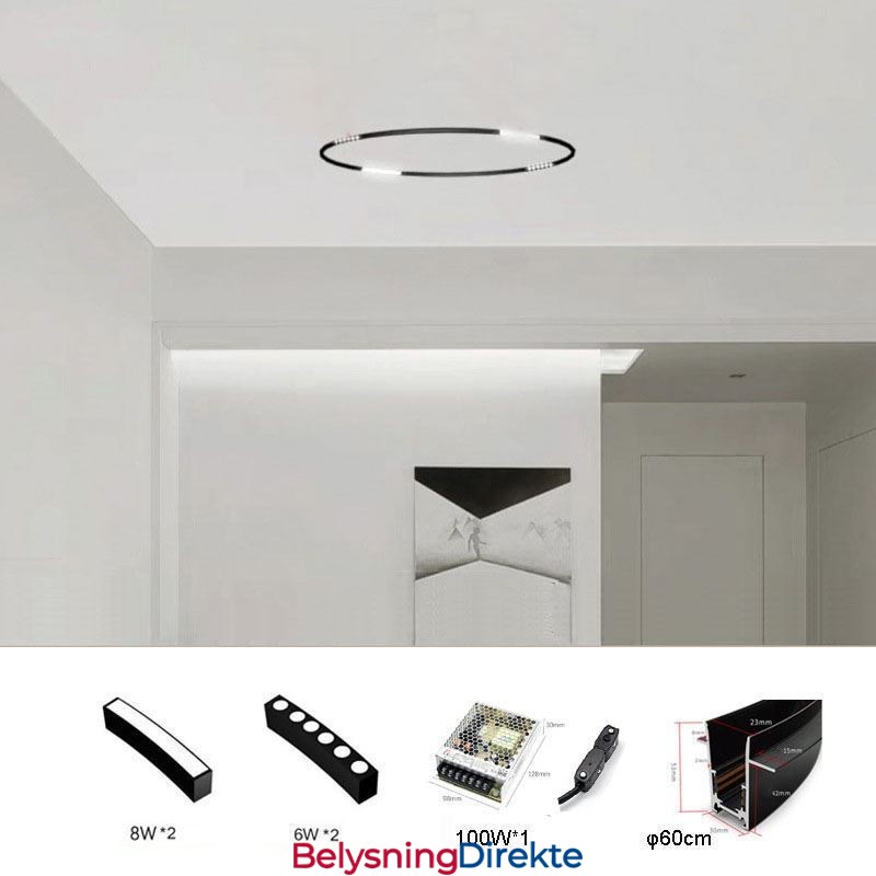 Sirkulær Skinnelampe Magnetisk Innfelt Spotlight Dekorativ Lampe 60 Cm