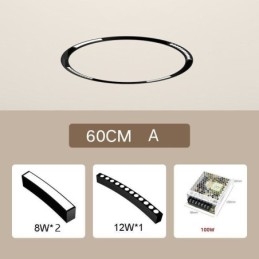 Sirkulær Skinnelampe Magnetisk Innfelt Spotlight Dekorativ Lampe 60 Cm