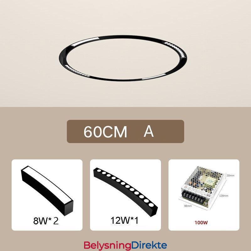 Sirkulær Skinnelampe Magnetisk Innfelt Spotlight Dekorativ Lampe 60 Cm