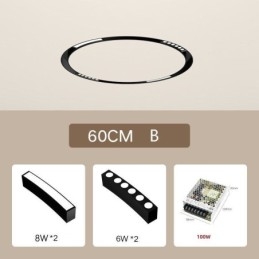 Sirkulær Skinnelampe Magnetisk Innfelt Spotlight Dekorativ Lampe 60 Cm