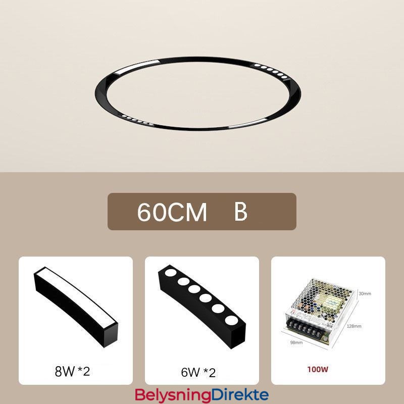 Sirkulær Skinnelampe Magnetisk Innfelt Spotlight Dekorativ Lampe 60 Cm