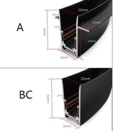 Innfelte Skinnebelysningsskinner Runde Magnetiske Aluminiums Skinnestrimler