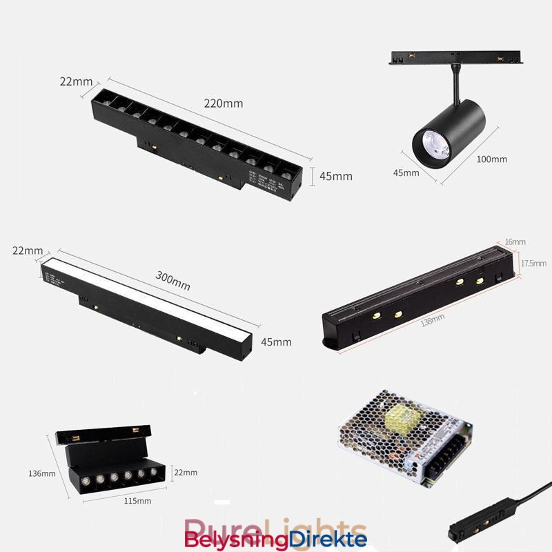 Innfelt Spotlight Magnetisk Skinnelampe Dekorativ Lampe 3M*2