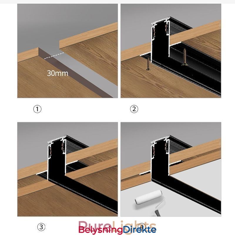 Innfelt Spotlight Magnetisk Skinnelampe Dekorativ Lampe 3M*2