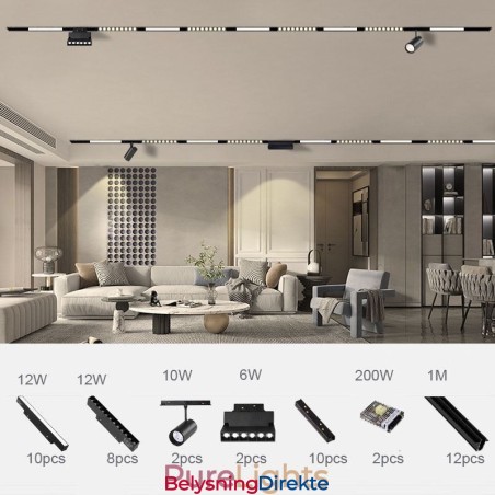 Magnetisk Skinnelampe Innfelt Spotlight Dekorativ Lampe 6M*2