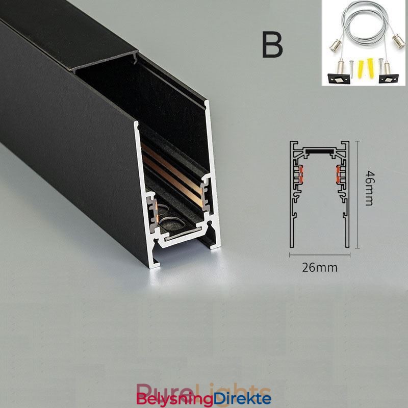 Innfelte Skinnebelysningsskinner Magnetisk Aluminiumsskinneoverflateprofil Ultratynn Skinnelyslist 100 Cm