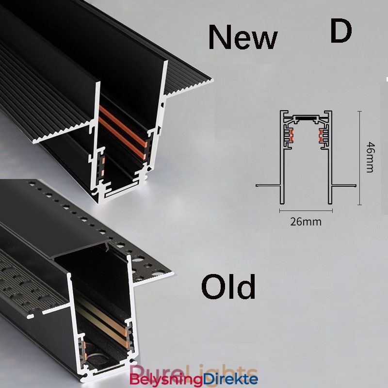 Innfelte Skinnebelysningsskinner Magnetisk Aluminiumsskinneoverflateprofil Ultratynn Skinnelyslist 100 Cm
