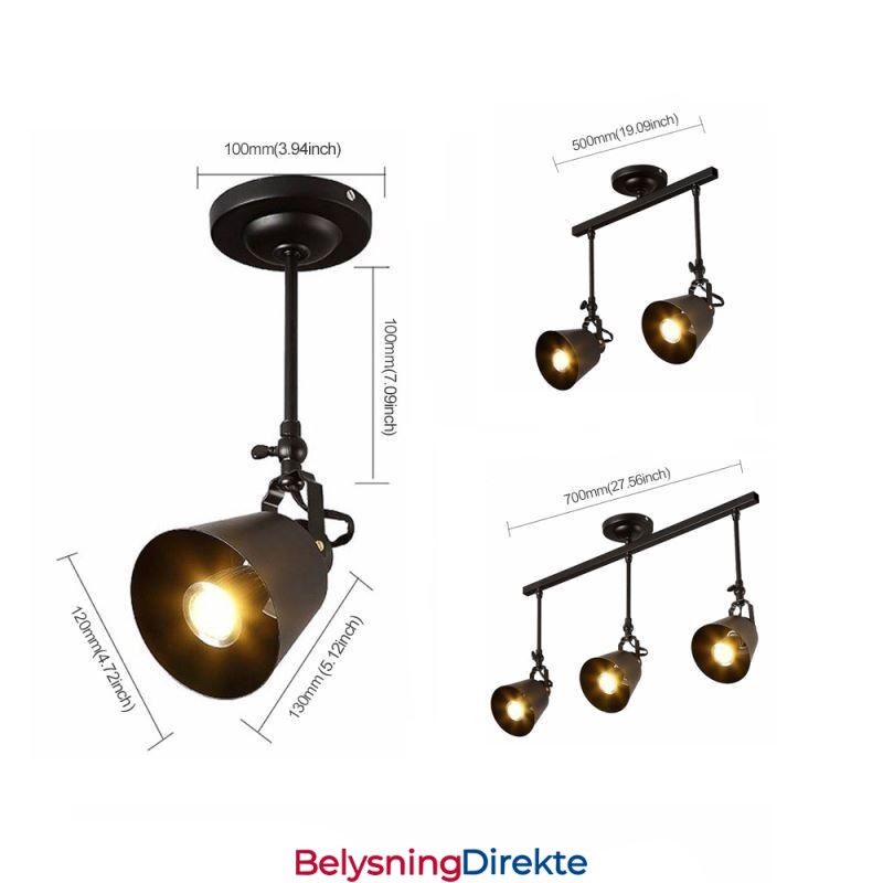 Rustikk Jernspotlight Landlig Vintage Taklampe