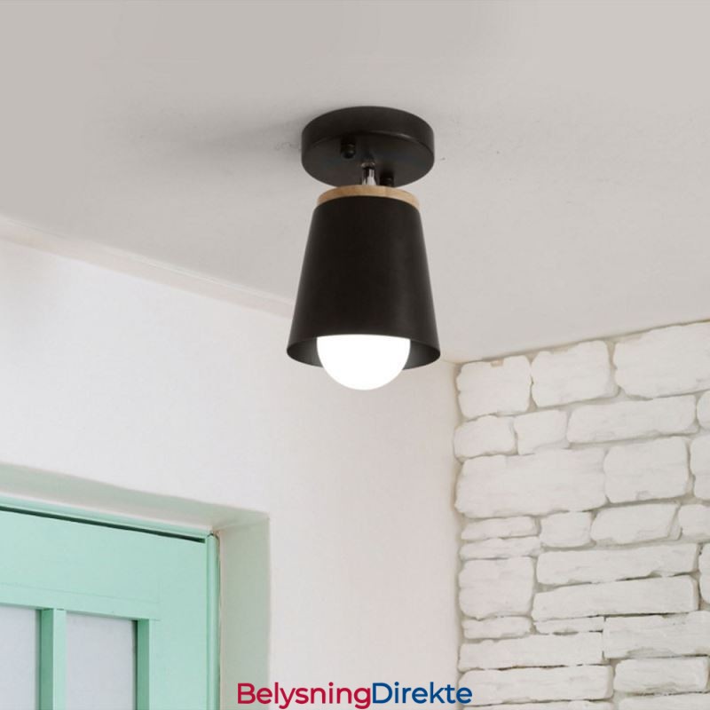 Nordisk Jernspotlight I Tre, Enkel Taklampe (Enkelt Lys)