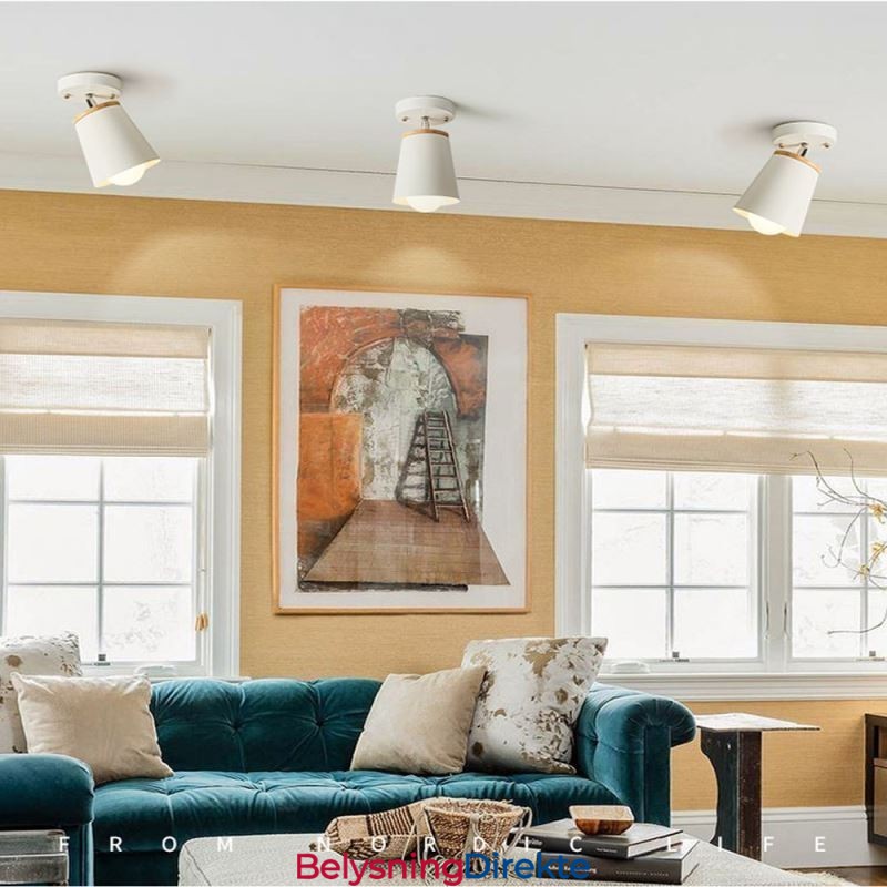 Nordisk Jernspotlight I Tre, Enkel Taklampe (Enkelt Lys)