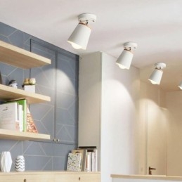 Nordisk Jernspotlight I Tre, Enkel Taklampe (Enkelt Lys)