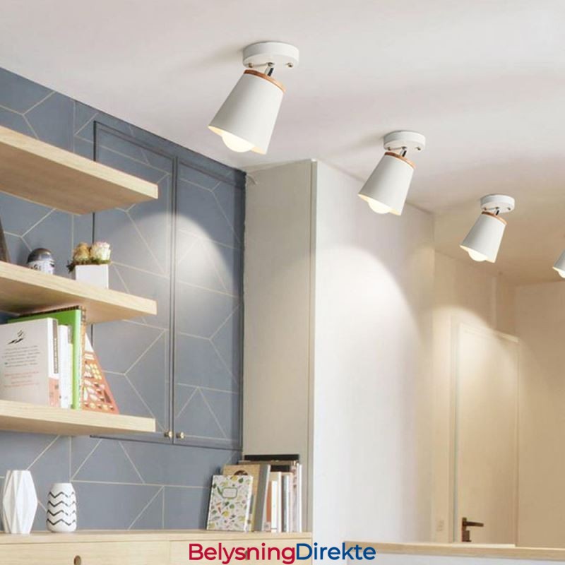 Nordisk Jernspotlight I Tre, Enkel Taklampe (Enkelt Lys)