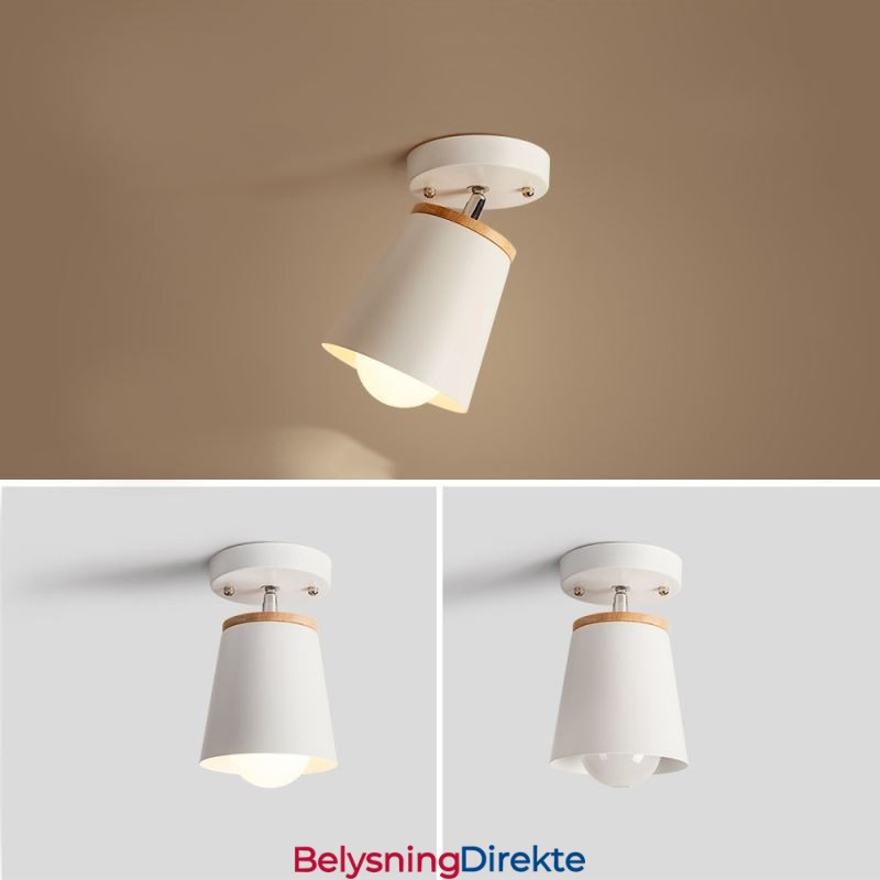 Nordisk Jernspotlight I Tre, Enkel Taklampe (Enkelt Lys)