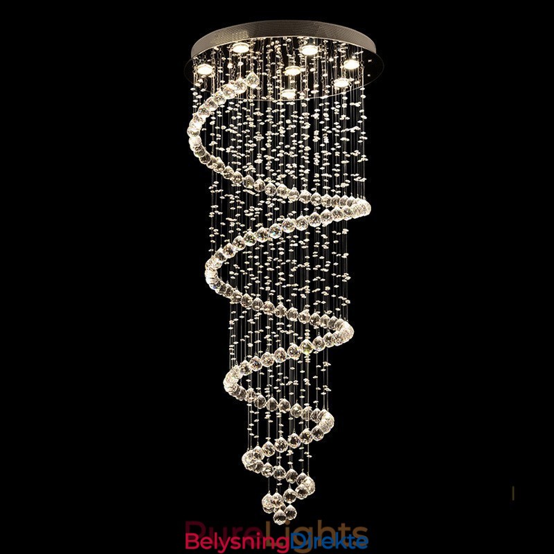 Spiralformet Moderne K9 Krystall Taklampe Innendørs Lysekrone Belysningsarmaturer For Trapper Høyt Under Taket