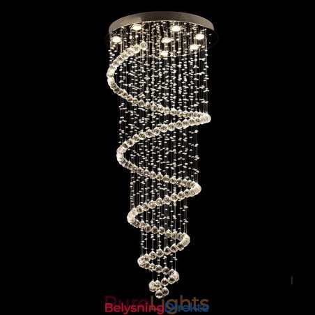 Spiralformet Moderne K9 Krystall Taklampe Innendørs Lysekrone Belysningsarmaturer For Trapper Høyt Under Taket