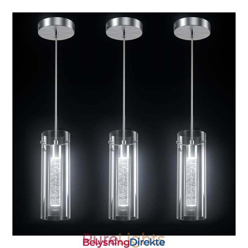Kunstnerisk Pendellampe Med 3 Lys Og Glassskjermer, G4-Pæresokkel