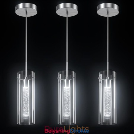 Kunstnerisk Pendellampe Med 3 Lys Og Glassskjermer, G4-Pæresokkel