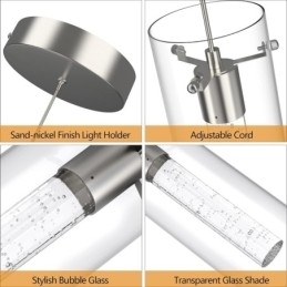 Kunstnerisk Pendellampe Med 3 Lys Og Glassskjermer, G4-Pæresokkel