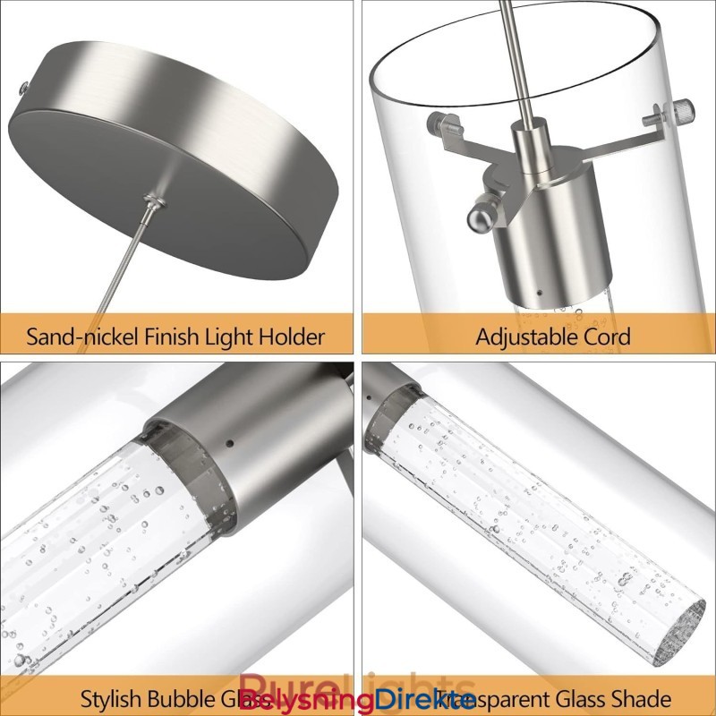 Kunstnerisk Pendellampe Med 3 Lys Og Glassskjermer, G4-Pæresokkel