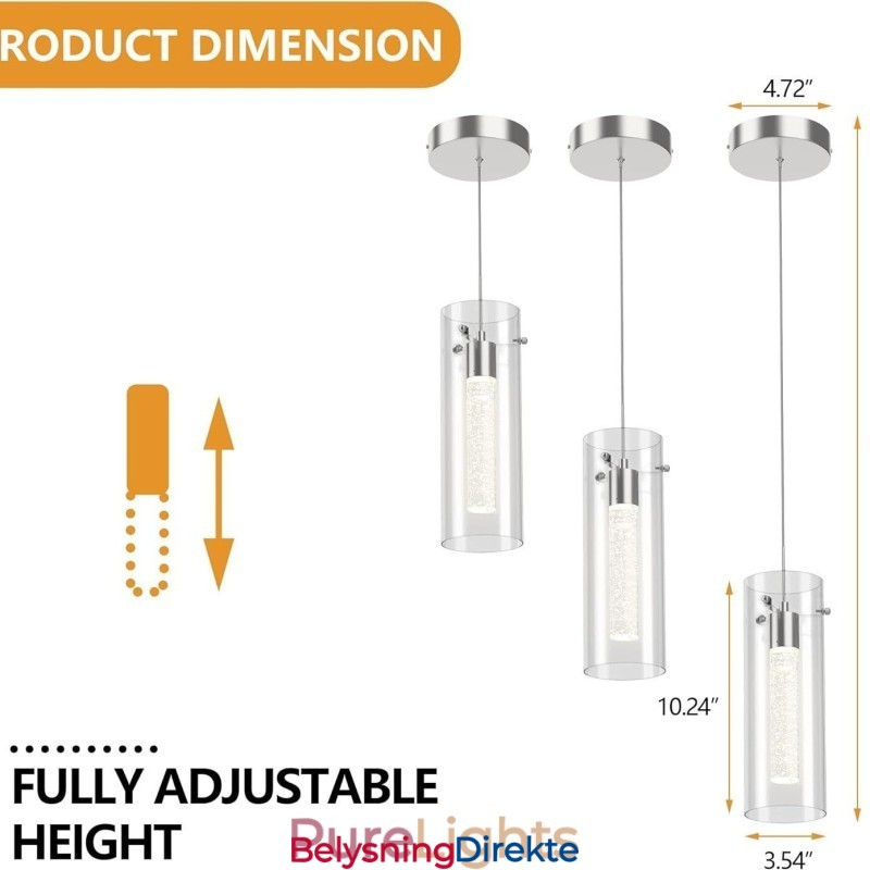 Kunstnerisk Pendellampe Med 3 Lys Og Glassskjermer, G4-Pæresokkel