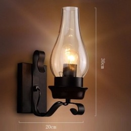 Retro Rustikk Nordisk Glass Vegglampe Soverom Nattbord Vegglampe Vintage Industriell Vegglampe