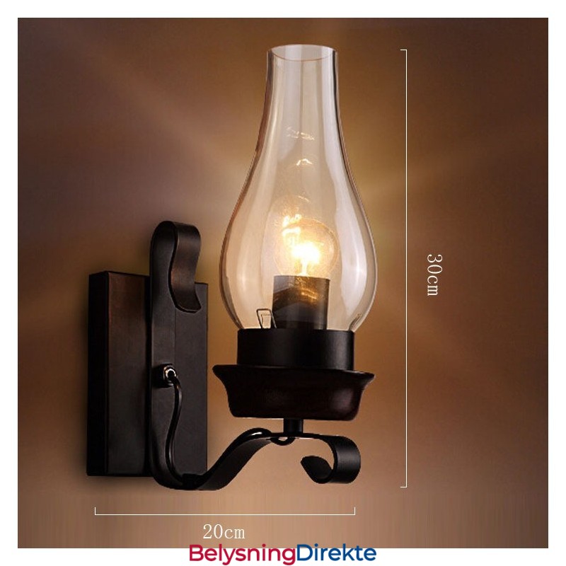 Retro Rustikk Nordisk Glass Vegglampe Soverom Nattbord Vegglampe Vintage Industriell Vegglampe