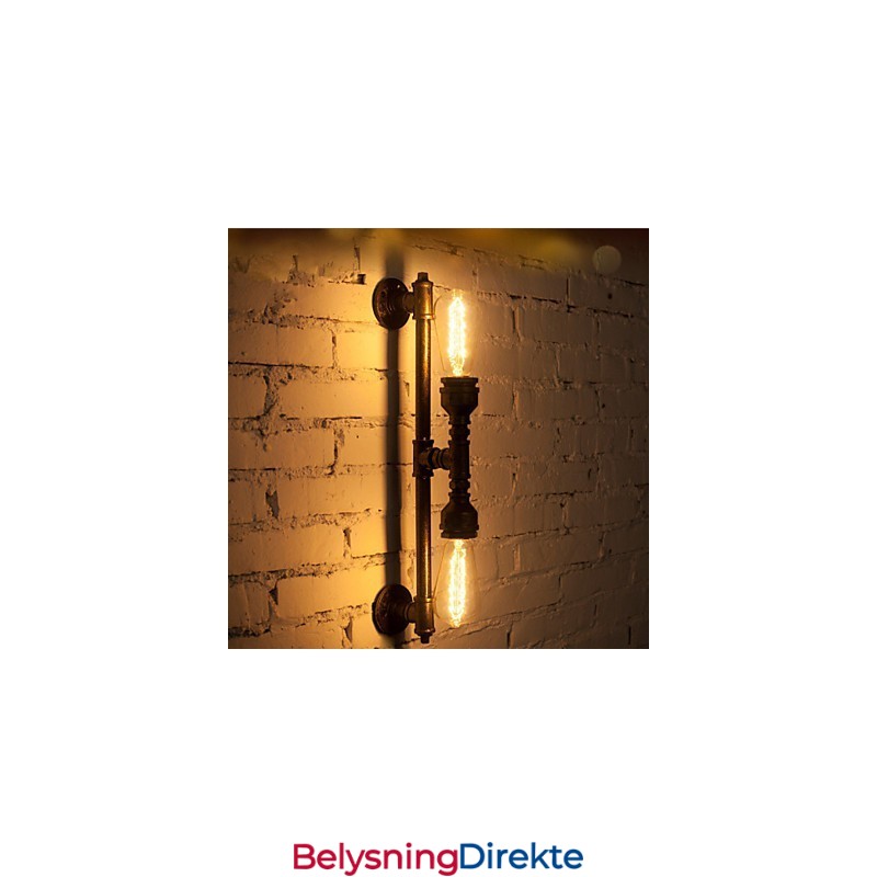 Smidd Jern Vannrørsvegglampe Vintage Midtgangslamper Loftsjernvegglampe Edison Glødepære Fj Db2 046A0