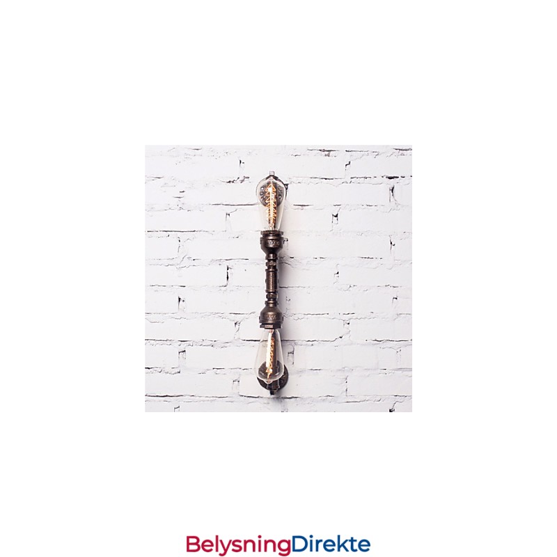 Smidd Jern Vannrørsvegglampe Vintage Midtgangslamper Loftsjernvegglampe Edison Glødepære Fj Db2 046A0